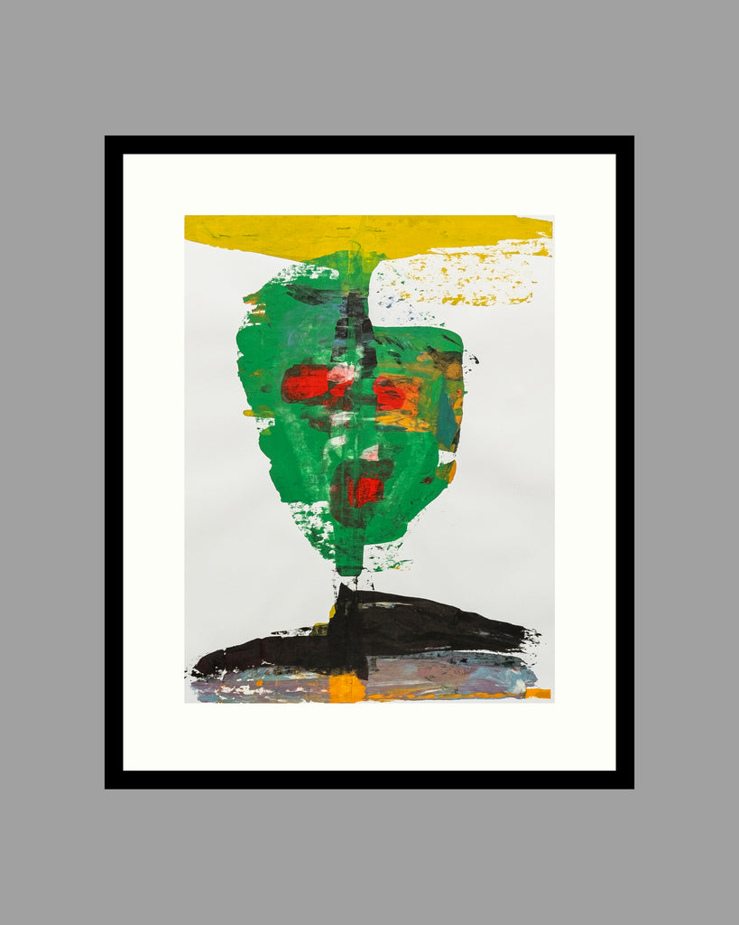 Pavel Šmíd – sítotiskový monotyp – náhled tisku v rámu s paspartou