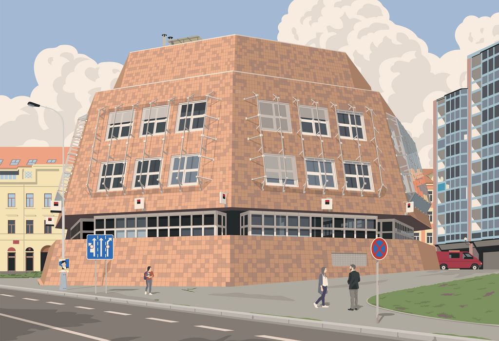 Pragerova banka na Smíchově– tisk ilustrace – náhled