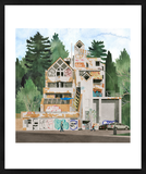 Tisk ilustrace – Hotel Vaníček – náhled  v černém rámu