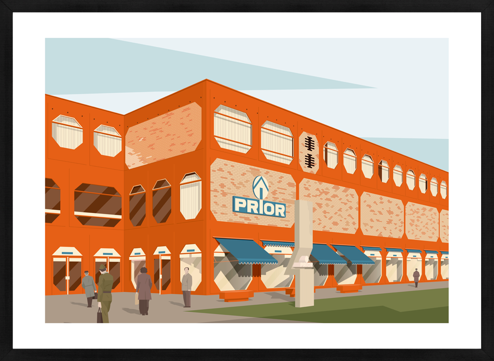 Tisk ilustrace – PRIOR Pardubice v černém rámu