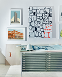 Tisk ilustrace – PRIOR Pardubice v rámu na zdi